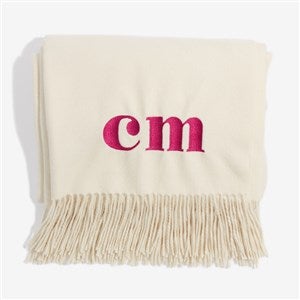 The Signature Embroidered Throw Blanket - Cream - 56370-C