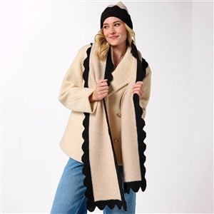 Melody Scallop Embroidered Scarf & Hat