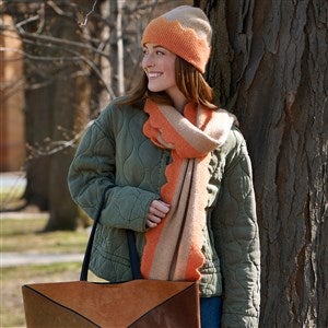 Melody Scallop Embroidered Scarf & Hat