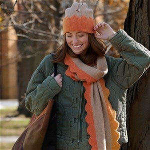Melody Scallop Embroidered Scarf & Hat