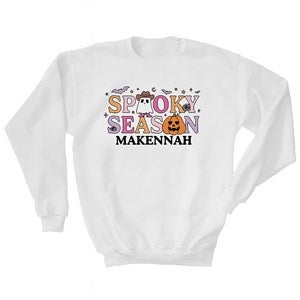 Kittenish Personalized Pinkoween Spooky Season Crewneck in White - 56400-S