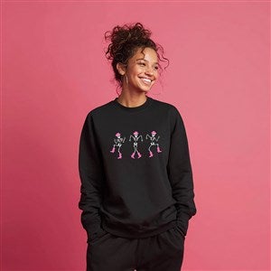 Kittenish Personalized Pinkoween Dancing Skeletons Crewneck in Black - 56401-CWS