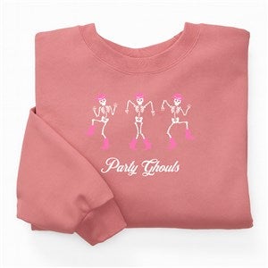 Kittenish Personalized Pinkoween Dancing Skeletons Crewneck in Mauve - 56401-MS