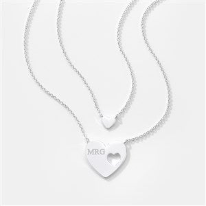 Engraved Big  Little Heart Necklace Set - 56455