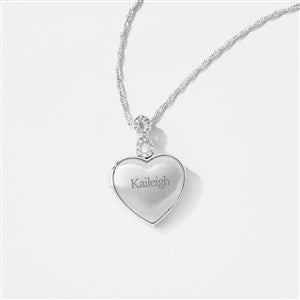 Engraved Silver Infinity Bail Heart Locket - 56456