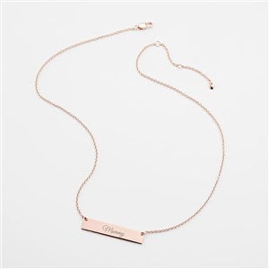 Engraved Rose Gold Bar Necklace