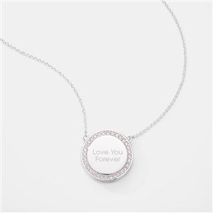 Engraved Silver Pave Round Sliding Locket - 56467