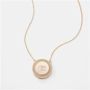 Engraved Gold Plated Round Sliding Locket - 56468