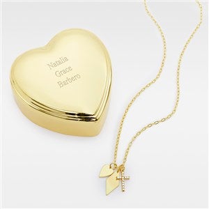 Engraved Heart Box and Multi Charm Necklace Set - 56469