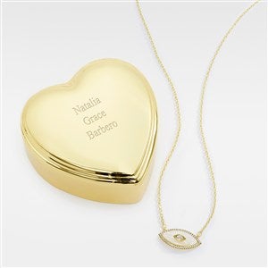 Engraved Heart Box and Evil Eye Necklace Set - 56470