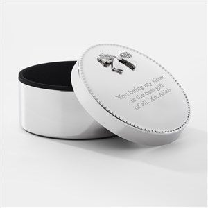 Engraved Crystal Bow Round Keepsake Box