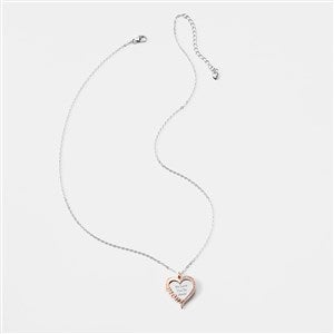 Engraved Sterling Silver/Rose Gold Mom Heart Swing Necklace - 56473