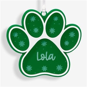 Snowflake Paw Personalized 2 Layer Acrylic Pet Ornament - Green - 56548-G