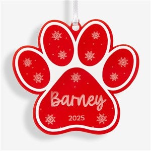 Snowflake Paw Personalized 2 Layer Acrylic Pet Ornament - Red - 56548-R