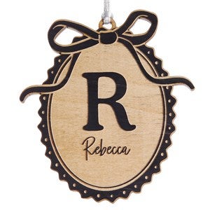 Engraved Black Wood Bow Initial Ornament by Jessie James Decker - 56578-BLK