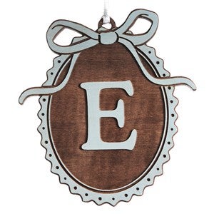 Engraved Blue Wood Bow Initial Ornament by Jessie James Decker - 56578-B