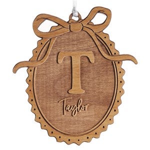 Engraved Natural Wood Bow Initial Ornament by Jessie James Decker - 56578-N
