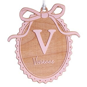 Engraved Piink Wood Bow Initial Ornament by Jessie James Decker - 56578-P