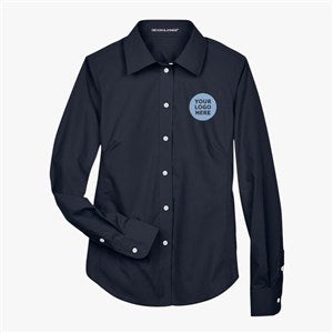 Custom Womens DevonJones Crown Collection® Broadcloth Woven Dress Shirt-Black - 56598