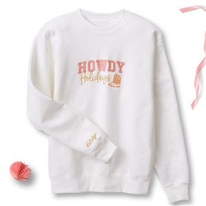 Embroidered Howdy Holidays White Crewneck by Jessie James Decker - 56614-S