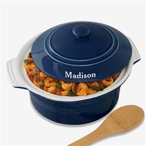 Engraved Round Casserole With Lid in Navy - 56625-N
