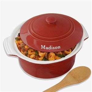 Engraved Round Casserole Dish With Lid in Red - 56625-R