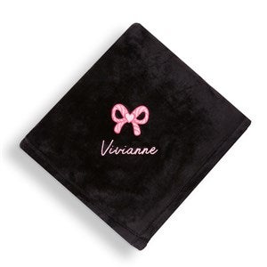 Kittenish Embroidered 60x80 Black Fleece Blanket - 56627-LB