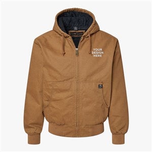 Custom Dri Duck Cheyenne Boulder Cloth™ Hooded Jacket w/ Quilt Lining - Saddle - 56683