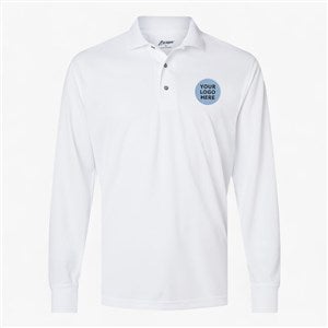 Custom Mens Paragon Prescott Long Sleeve Polo - White - 56713