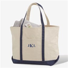 The Deluxe Weekender Embroidered Tote-Navy - 5673-B
