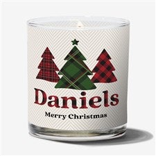 Plaid Christmas Personalized 8oz Glass Candle - 56734