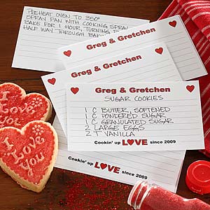 Printed 3x5 Recipe Cards - Cookin Up Love Hearts Design  - 5688