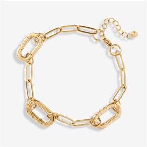 Gold Paperclip Chain Charm Clasp Bracelet - 56937