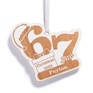 Personalized 6 7 Meme Wood Christmas Ornament - White - 57175-W
