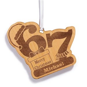 Personalized 6 7 Meme Wood Christmas Ornament - Natural - 57175-N