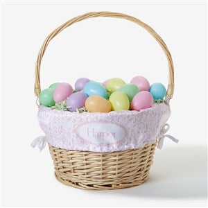 Bunny Toile Personalized Natural Easter Basket with Folding Handle - 57192-N