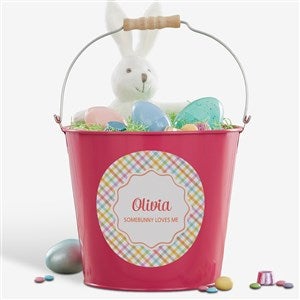 Rainbow Pattern Personalized Large Treat Bucket-Pink - 57196-PL