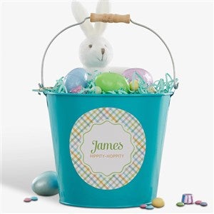 Rainbow Pattern Personalized Large Treat Bucket-Turquoise - 57196-TL