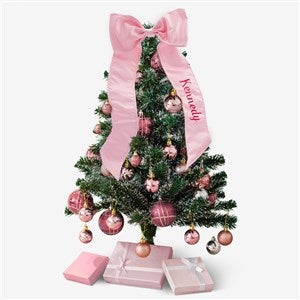 Embroidered Holiday Pink Bow Tree Topper - 57201-P