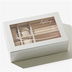 Traced Heart Personalized Pearl White Glass Top Jewelry Box - 57263-L