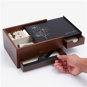 Traced Blooms Personalized Black Walnut Stowit Jewelry Organizer - Large - 57279-LBW