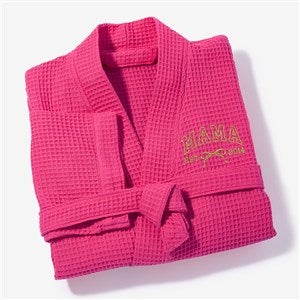 Embroidered Bow Fuchsia Waffle Weave Robe by Jessie James Decker - 57329-FP
