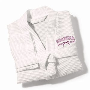 Embroidered Bow White Waffle Weave Robe by Jessie James Decker - 57329-W