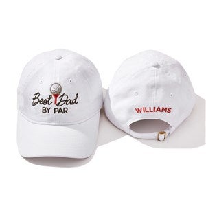 Best Dad By Par Personalized White Baseball Cap - 57387-W