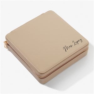 Yours Truly Personalized Leatherette Large Square Jewelry Case  -Beige - 57456-B