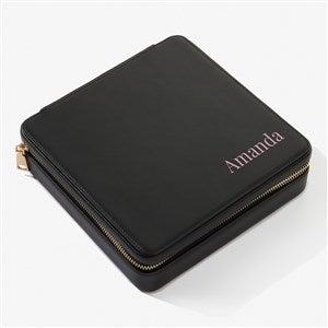 Yours Truly Personalized Leatherette Large Square Jewelry Case  -Black - 57456-BL