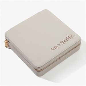 Yours Truly Personalized Leatherette Large Square Jewelry Case - Ivory - 57456-I