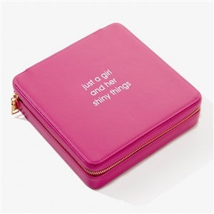 Write Your Own Personalized Leatherette Large Square Jewelry Case -Fuchsia - 57458-F