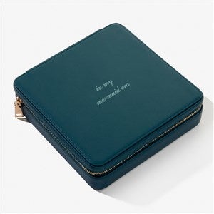 Write Your Own Personalized Leatherette Large Square Jewelry Case -Teal - 57458-T