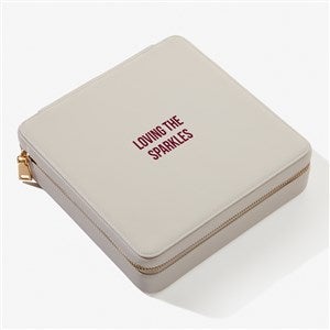 Write Your Own Personalized Leatherette Large Square Jewelry Case - Ivory - 57458-I